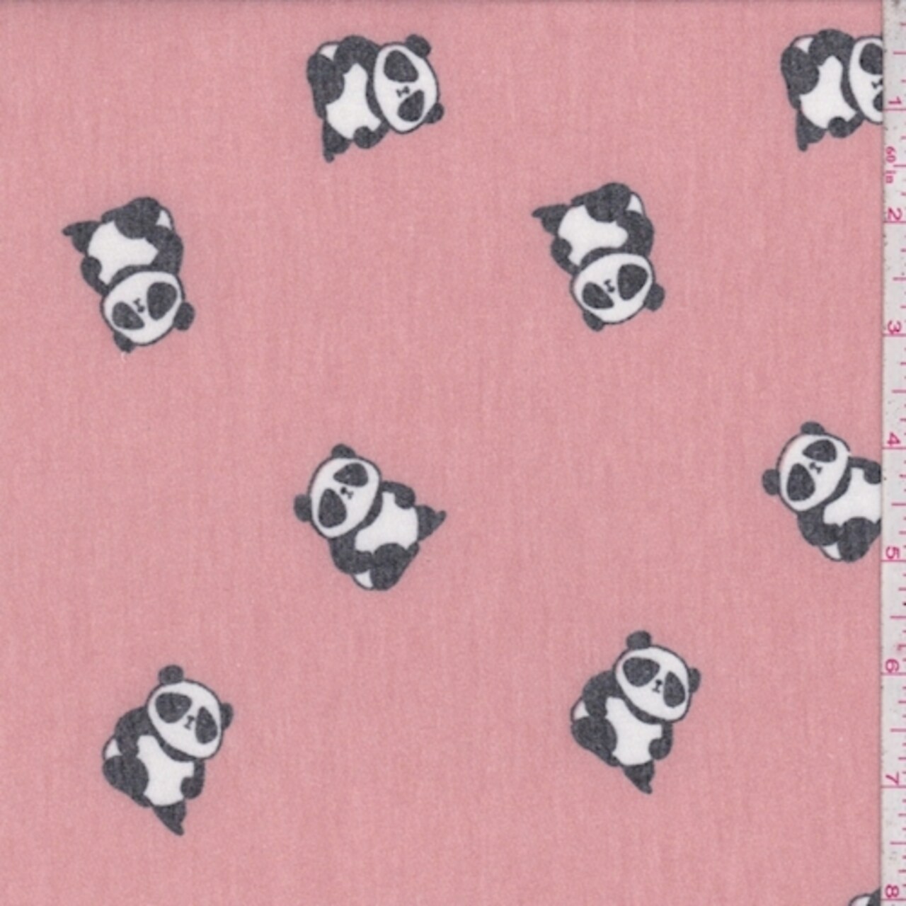 Heather Blush Panda Brushed French Terry Knit Fabric By the Yard